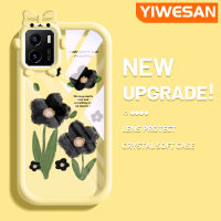 YIWESAN เคสสำหรับ VIVO Y15s Y15a Y01การ์ตูน,เคสซิลิโคนนิ่มเคสโทรศัพท์โปร่งใสกันกระแทกหลากสีดอกไม้แฟชั่นน่ารักเคสป้องกันเลนส์กล้องถ่ายรูปลายสัตว์ประหลาดน้อย