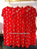 Thesimple - Kimma dress เดรสกี่เพ้าสีแดงลายช่อดอกไม้ เดรสต้อนรับตรุษจีน