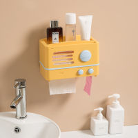 Waterproof Wall Mount Toilet Paper Holder Shelf Tray Roll Tube Storage Box Creative Tissue Home Retro Radio Design