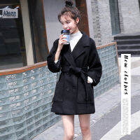 ﺴ☼✌ ผู้หญิงเสื้อคลุมกันหนาว Solid ยอดนิยม Sashes All-Match หนา Classy Slim Stylish Double Breasted Leisure ขนแกะสีน้ำตาล Coat