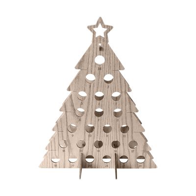 Christmas Adult Advent Calendar Countdown 24 Days Xmas Tree Wine Rack Wooden Advent Wine Stand for 24 Mini Wine Bottles 19QB