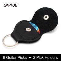 2Pcs 6 Guitar Picks 2 Guitar Pick Holders Plectrums Bag Mediator Bank Made of PU Leather Black Brown Red Fashion