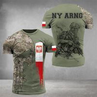 Mens T-Shirt Summer Short Sleeve 3D Printed Poland Soldier Veteran Harajuku Loose Top T-Shirt Mens Oversized Clothing 6XL