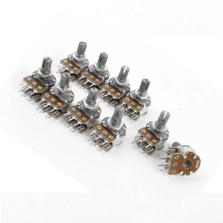 10pcs-top-adjustment-linear-dual-knurled-shaft-potentiometer-50k-ohm-b50k