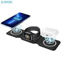 ▩◘ 15W Magnetic Wireless Charger Pad For IPhone 13 12 11 XR Apple Watch 3 In 1 Foldable Fast Charging for Airpods Pro IWatch 7 6