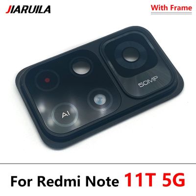เลนส์กระจกกล้องมองหลังหลังซ่อมแซมของแท้100% มีฝาปิดตรงกลางที่ยึดเฟรมตัวเครื่องสำหรับ Redmi Note 11S 12 11T 5G 11 Pro Plus