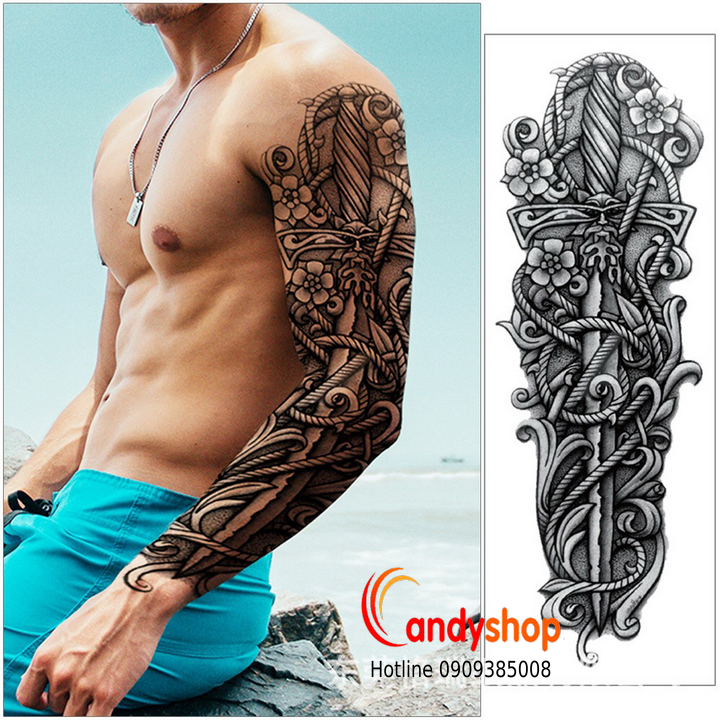Hình xăm dán Full Cánh Tay: Let your creativity soar with full sleeve temporary tattoos. Experience the thrill of customizing your own design or choosing from the latest trends with ease and convenience.