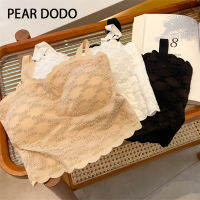 PEAR DODO ปากกว้างห้อยประดับลูกไม้สำหรับผู้หญิงขอบหยักเกาหลี Tali Bahu เสื้อกล้ามสำหรับผู้หญิง