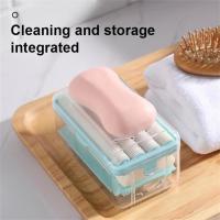 Hand Free Foaming Soap Box Soap Dish With Drain Water Multi-function Portable Household Storage Box Drain Soap Box Drain Holder Soap Dishes