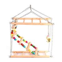 Parrots Toys Bird Swing Exercise Climbing Hanging Ladder Bridge Wooden Rainbow Pet Parrot Macaw Hammock Bird Toy