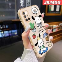 JIUMOO เคสโทรศัพท์ปลอกสำหรับ Samsung Galaxy A71 4G เคส A70s A70ลายการ์ตูน Sanrio Pochacco หรูหรากันกระแทกลวดลายขอบสี่เหลี่ยมเคสซิลิโคนแฟชั่นเคสป้องกันเลนส์กล้องคลุมทั้งหมด