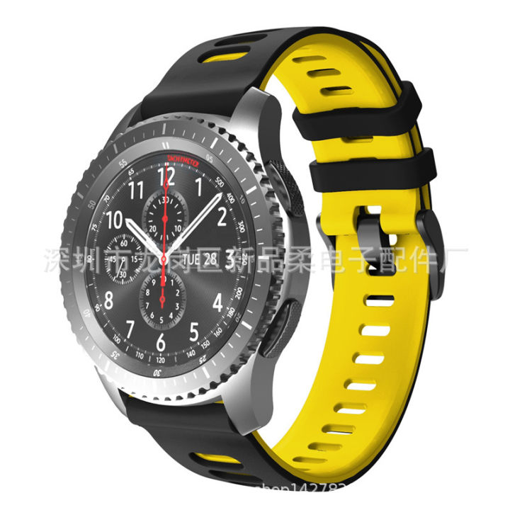เหมาะสำหรับ-samsung-gear-s3-สายรัดข้อมือซิลิโคนกีฬาสองสีสายรัดข้อมือ-samsung-s3-สายนาฬิกา-22mm-สายนาฬิกา