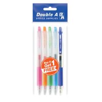Double A ปากกาหมึกเจล Silk Gel 0.5มม. คละสี (แพ็ก 4ฟรี1)
