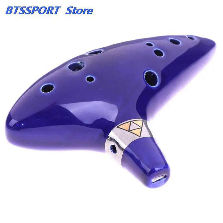 Blue Musical Instrument Ocarina Flute 12 Hole Ocarina Ceramic Alto C
