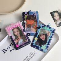 INS Korean Vintage Card Holder Denim Style PVC Transparent 3 Inch Card Case for Girls Chasing Stars for Students Meal Card Case Card Holders