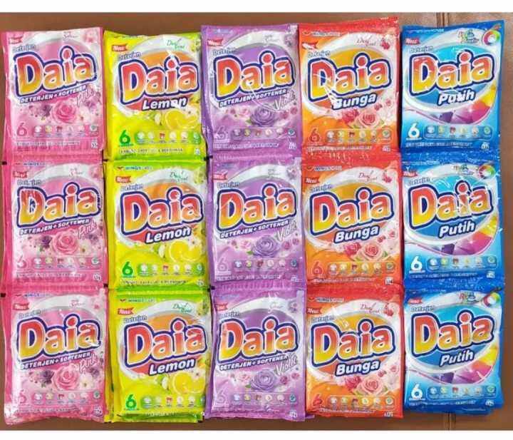 Daia Detergen Dan Softener Sabun Cuci Pakaian 6 PCS ATAU 1 RENCENG 46 ...