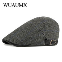 Wuaumx ฤดูใบไม้ร่วงหมวกเบเร่ต์หมวกผู้ชาย Visor R อังกฤษแหลมแบนไม้เลื้อยหมวกผู้สูงอายุ Duckbill หมวกวัยกลางคนก้างปลาหมวกเบเร่ต์หมวก