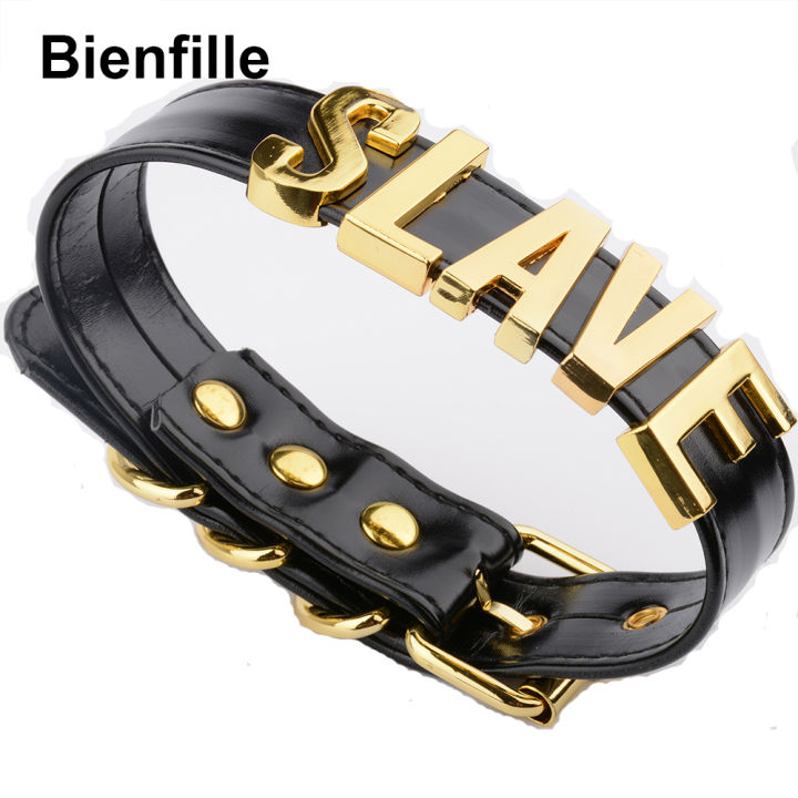 fashion-gold-men-necklace-women-girl-slave-name-word-collar-buckle-necklace-black-pu-leather-kawaii-jewelry