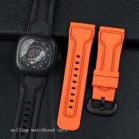 Large Size Rubber Watch Strap  For Seven Fridays P Series P3C Mens Silicone Watch Accessories 28Mm Watchband Black Orange  Belt