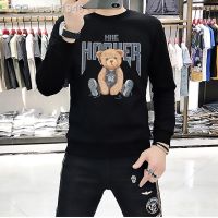 เสื้อสเวตเตอร์สไตล์ตามท้องถนน Masculinas Novo Inverno Diamantes Quentes Design Urso Logipo Bordado De Alta Qualidade Algodão Multicolorido Fino ลำลอง M-4XL