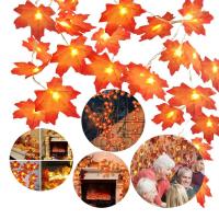 Lampu Peri Daun Maple LED 10/20/40/80 Lampu Tali Halloween Pagar Tanaman Musim Gugur Dekorasi Pagar Tangga Pesta