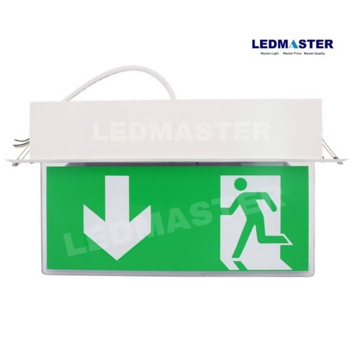 ledmaster-ป้ายไฟฉุกเฉิน-fire-exit-เเบบฝังฝ้า-รูปคนวิ่งทางหนีไฟลูกศรชี้้ลง-ชนิดป้าย-2-หน้า-ป้ายทางหนีไฟ-ป้ายทางออก-ป้ายไฟ-emergency-ป้ายบอกความปลอดภัยสำหรับติดตั้งบริเวณประตูทางออกไปทางหนีไฟเพื่ออพยพคน