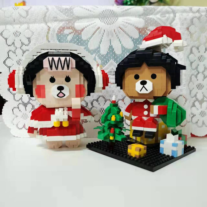 loz-สัตว์โลกคริสต์มาสหมี2ชิ้นซานตาคลอสเสื้อต้นไม้ของขวัญ-diy-มินิเพชรอิฐบล็อกอาคารของเล่นสำหรับเด็กไม่มีกล่อง