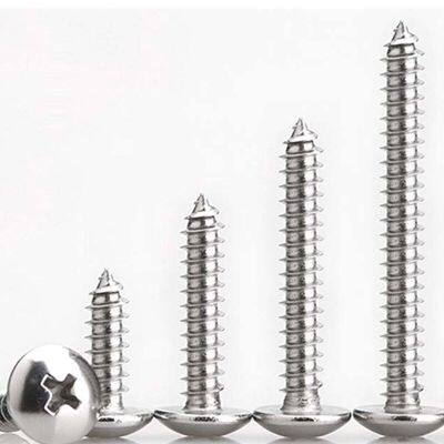 10Pcs Mushroom Head lengthen Screw Head Cross Phillips Self Tapping Screw Furniture Bolt  M4 M5*8~40mm 201 Stainless Steel Nails  Screws Fasteners