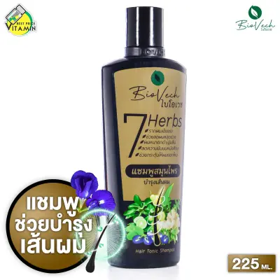 BioVech 7 Herbs Hair Tonic Shampoo ไบโอเวช เซเว่น เฮิร์บ แฮร์ โทนิค แชมพู [225 ml.] แชมพูสระผม สมุนไพร