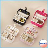 X-STARRY หนังพียู กล่องเครื่องประดับอัญมณี เคสฝาพับ แบบพกพาได้ เคสสำหรับเก็บของ ของใหม่ มินิมินิ กล่องแสดงสินค้า การเดินทางการเดินทาง