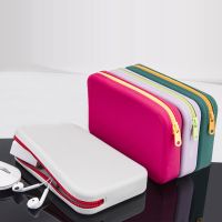 Small Square Silicone Cosmetic Storage Bag Large Capacity Travel Makeup Brush Holder Portable Cosmetic Waterproof Organizer