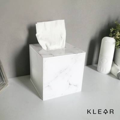 KlearObject Marble Tissue Box-M กล่องใส่ทิชชู่ลายหินอ่อน อะคริลิคเกรด A เงางาม ไม่เปลี่ยนสี ทนทาน กล่องทิชชู่หินอ่อน กล่องทิชชู่หินอ่อน ลายหินอ่อน