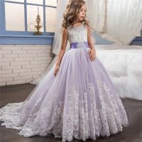 Girl Flower Petals Wedding Dress Children Bridesmaid Outfits Elegant Dress for Girls Vestido Party Prom Gown Princess Costume