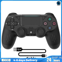 บลูทูธที่รองรับ4.0อุปกรณ์ควบคุมสัญญาณไวร์เลส Gamepad แบบคู่มอเตอร์สั่นกับแถบแสงเข้ากันได้กับ Ps4