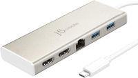 j5create USB-C Mini Dock- Type C Hub with 2X 4K HDMI, 2X USB 3.0, Ethernet, Power Delivery 2.0