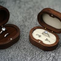 Retro Wedding Wooden Ring Box Necklace Ring Earrings Storage Box New Fashion Wooden Jewelry Box Portable Small Jewelry Organizer