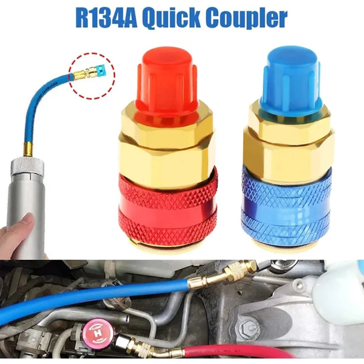 2pcs Car A/C R134a System High amp; Low Quick Connector Coupler Adapter
