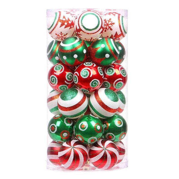 30 Pcs Christmas Ball Ornaments Red Green and White Hanging ...