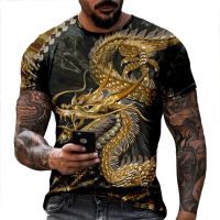 2023 Cool Short Sleeve Men Funny 3d Dragon Printed Casual T-shirts Personality Street Short Sleeve Clothes Summer Fashion O-neck Top