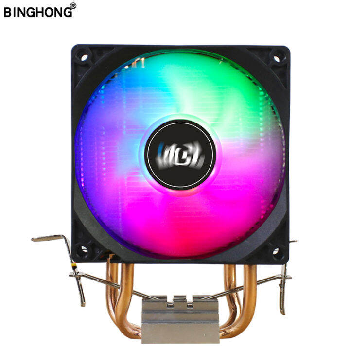 Cpu Cooler Pc Fan Cooling System 2 Copper Tube 90mm LED Fans For LGA