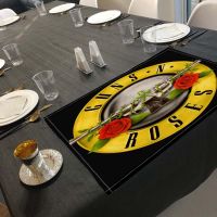 Nice Guns N Roses Placemat Linen Dining Table Mats Pads Bowl Cup Mat Home Decor Kitchen Accessories