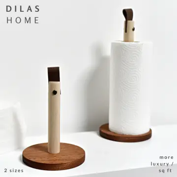 Paper towel holder from leather, wood / Kitchen roll holder