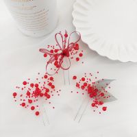 Wedding Hair Sticks Forks U Shaped Hairpins White/Red Crystal Beaded Headpiece Hairclips For Bride Hair Jewelry Accessories