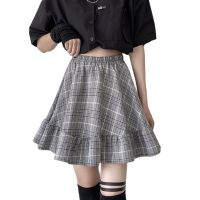 Summer Women Plaid Mini Skirt High Waisted Pink Aesthetic Boho Punk Japanese Korean Gothic Skirts Tennis Skater Ruffle Skirt