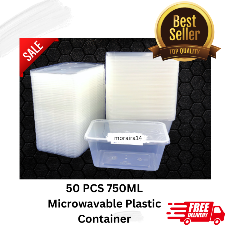 300 Pcs Food Containers with Lids 750 ml Clear Plastic Microwave Freezer  Safe