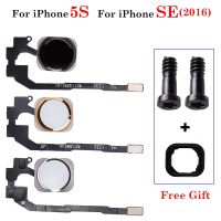 1set ปุ่มโฮมใหม่พร้อมสายดิ้น + สติกเกอร์ + สกรูด้านล่าง + สําหรับ iPhone 5S SE 2016 Home Flex Cable Assembly