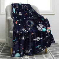 XZX180305  Galaxy Outs Pace Moon Star Flannel โยนผ้าห่มสำหรับโซฟาน้ำหนักเบา w a rm Soft สำหรับชายหญิงวันเกิดเทศกาลของขวัญ