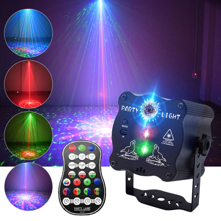 ไฟปาร์ตี้-dj-disco-lights-multi-mode-voice-activated-lights-flash-stage-light-projector-สำหรับบ้านในร่มและกลางแจ้ง