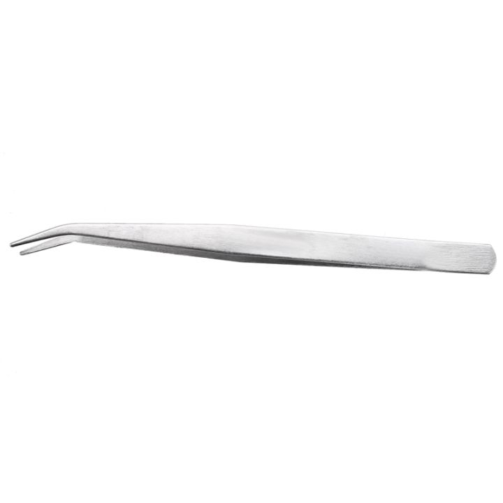 5-9-long-silver-tone-bent-curved-tip-tweezers-forceps-plier-hand-tool