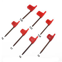 10 ชิ้น T6 T7 T8 T9 T10 T15 T20 ประแจธงสีแดงมาตรฐาน Torx สำหรับผู้ถือเครื่องมือ CNC ประแจสกรู Torx-Kuosie